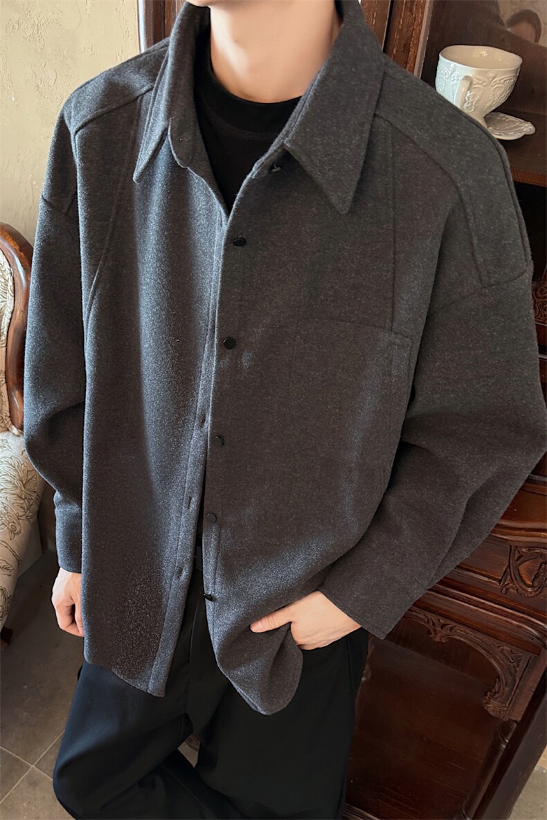 秋季男装夹克复古毛呢外套潮牌宽松百搭上衣XZ514-2-CS2610-P68,男装夹克,星座514-2(原B239)