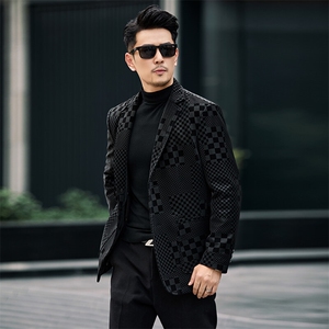 BG58008春秋新款男士海宁皮衣西服夹克绵羊皮真皮皮衣男西装图片