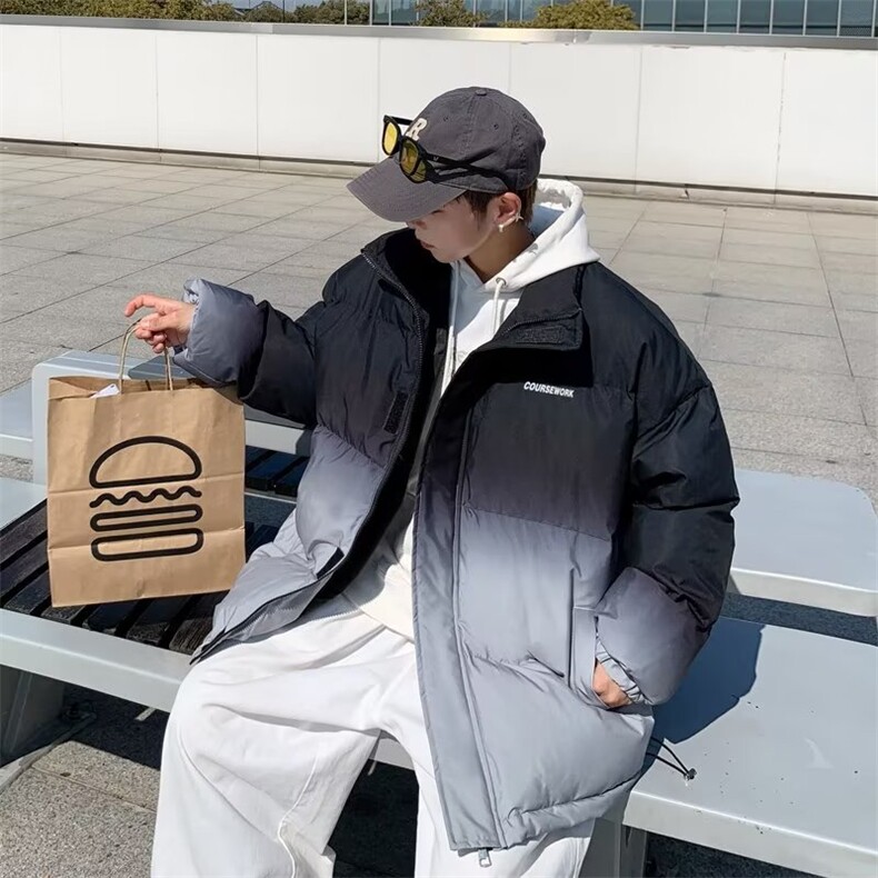 渐变色棉衣男韩版潮流高街帅气2024冬季新款ins宽松外套W4335-P77,男装棉衣,星座412-3