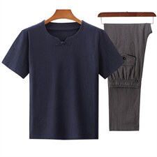 深蓝上衣+深灰长裤