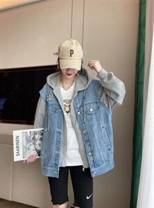 牛仔拼接外套,其它,跳跳谷