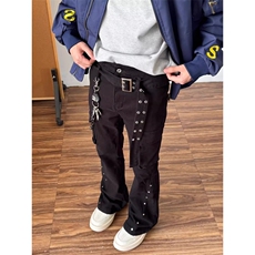 裤子男秋冬款嘻哈街头纽扣设计直筒阔腿裤潮牌NK577-P50，男装休闲裤，星座1109-4