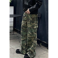 复古破洞迷彩工装牛仔裤男女款直筒休闲宽松阔腿裤子K7627，男装休闲裤，星座1116A（原606A-3）