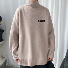 半高领毛衣男士大码针织衫男毛线衣男M18248-P45加绒款-P65，男装针织衫/毛衣，电商A040