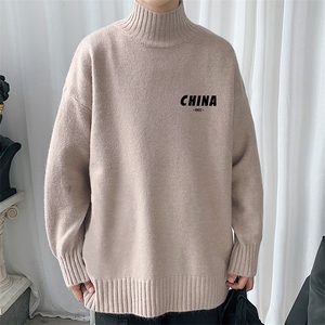 半高领毛衣男士大码针织衫男毛线衣男 M18248-P45 加绒款-P65图片