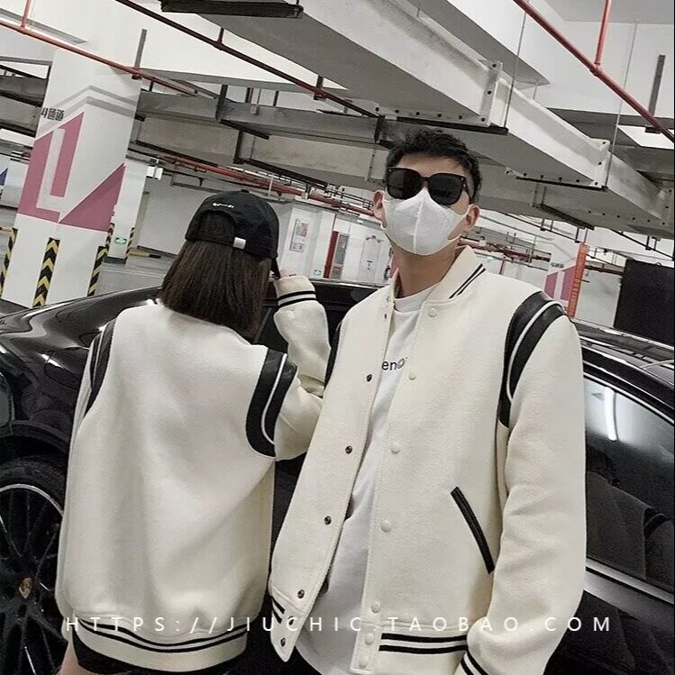 情侣棒球服秋冬美式复古夹克宽松休闲厚款外套男飞行服W6699-P55,男装夹克,星座412-1
