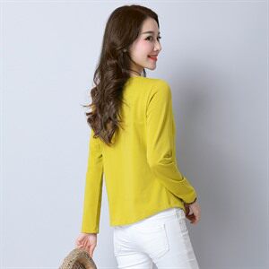 小V领印花长袖套头时尚显瘦淑女2022年春秋季T恤棉，女装T恤，依倍林