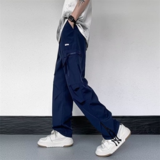 日系宽松阔腿工装裤男韩版潮牌坠感休闲冲锋裤子KM258-P40，男装休闲裤，星座1109-3