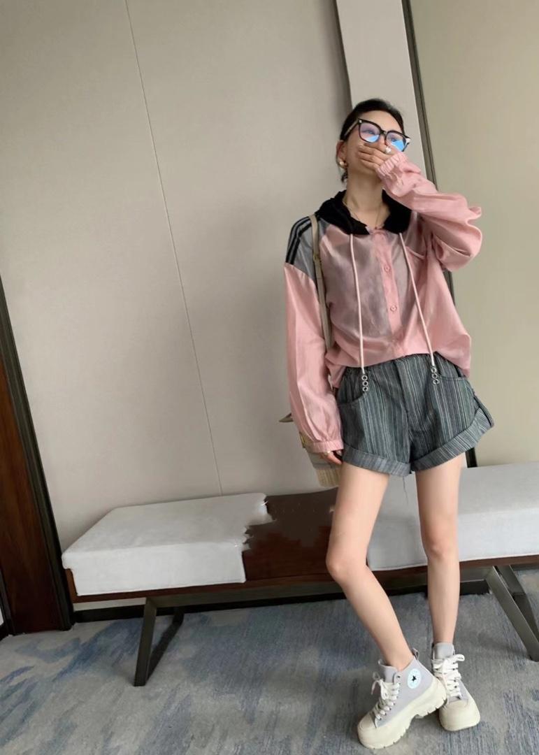 时尚撞色连帽百搭洋气防晒衫,女装其它,L·H·X