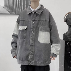 春秋季牛仔外套男士韩版潮流ins拼接宽松工装夹克上衣W5944-P55，男装夹克，星座512-2