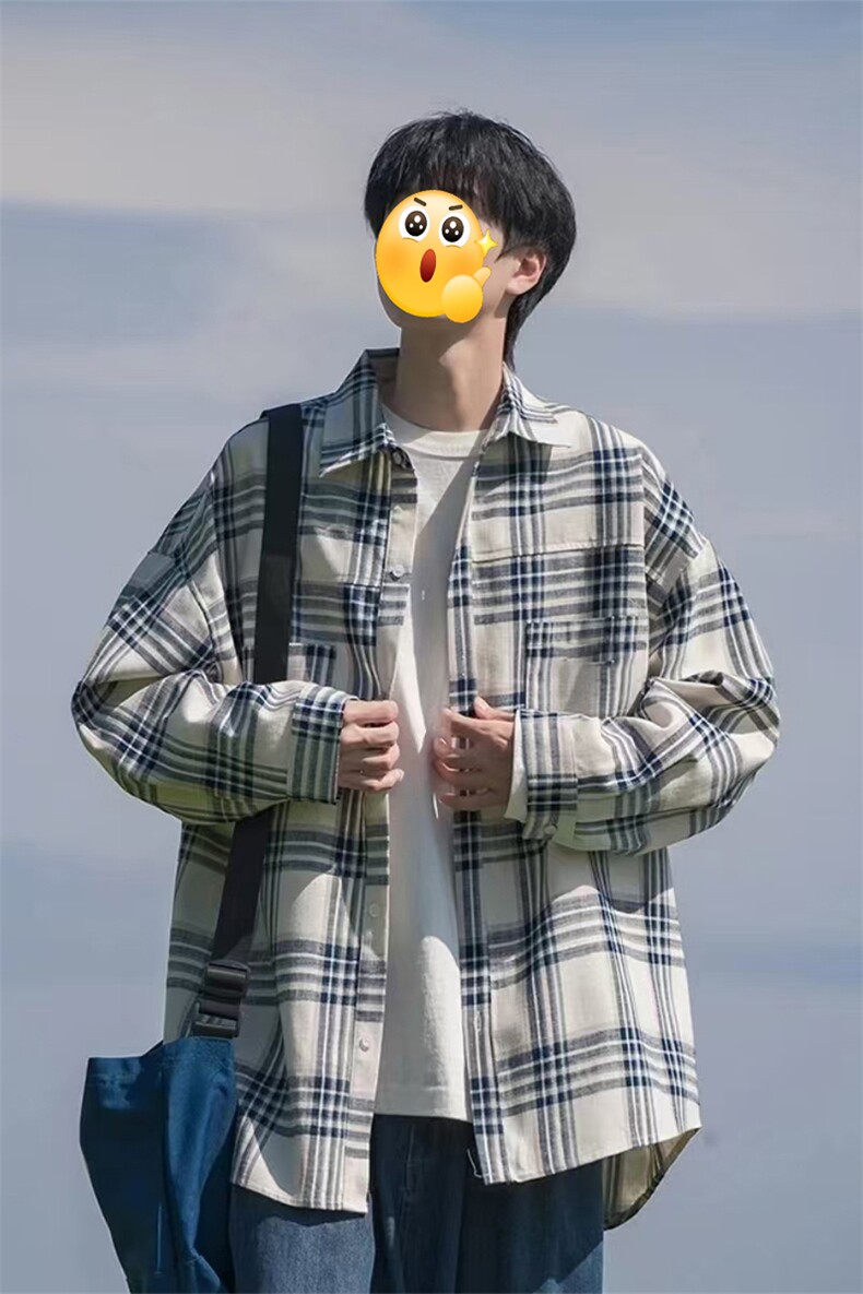 （网图慎用）百搭格子长袖大码翻领衬衫外套男C5532-特P40控78,男装衬衫,电商A001-1