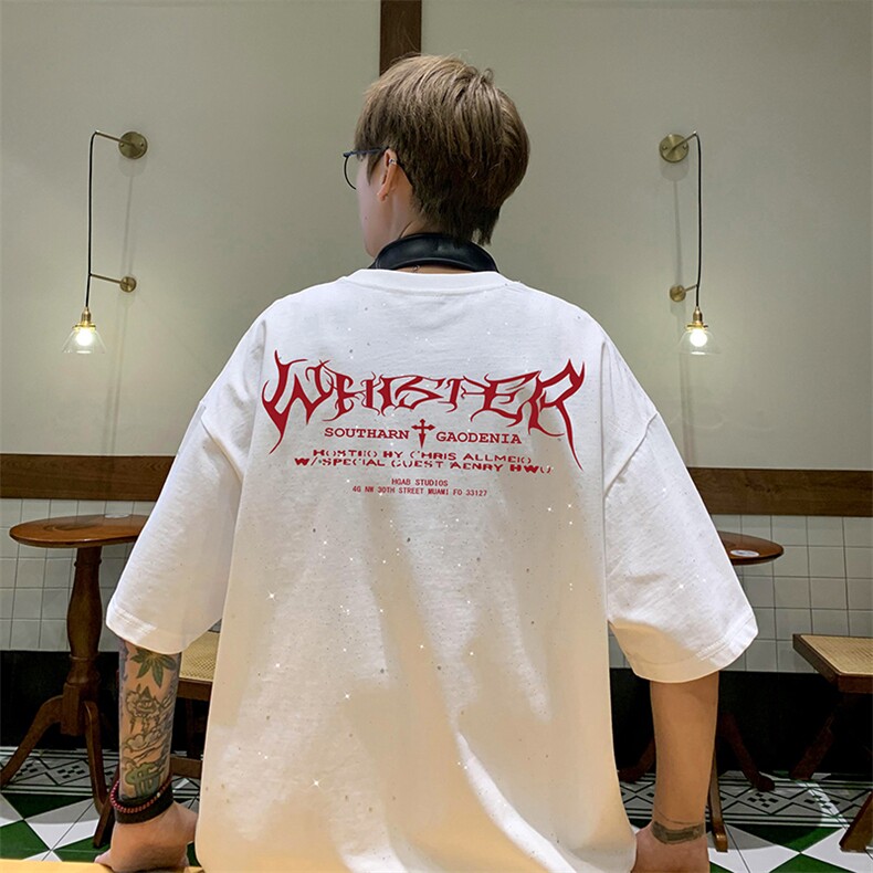 量大优供抖音视频支持得物配合二开美式满天星亮片短袖T恤MTX502,男装T恤,电商A486