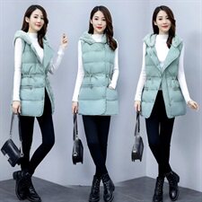 时尚保暖女士连帽棉马甲修身显瘦冬季外套，女装棉衣/棉服，超帛