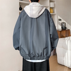 春季大口袋假两件连帽夹克大码新款夹克外套XZ102B-1-JK2566P75，男装夹克，星座102B-1