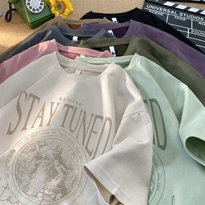 麂皮绒烧花短袖T恤 FST2406 M-5XL 特批25控48图片