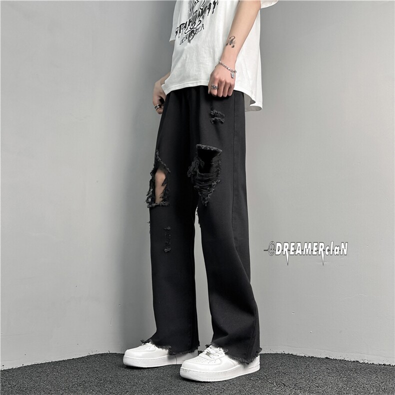 k1019-p50-控78M-5XL抖音美式高阶黄泥破洞拉链宽松大码牛仔裤,男装牛仔裤,星座116