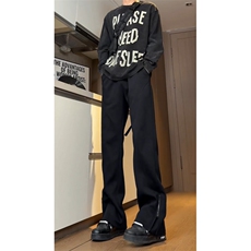 2025新款裤脚拉链裤子美式高街微喇运动卫裤长裤504-K228-P48控78，男装休闲裤，星座504