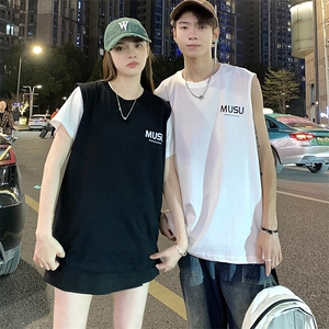 V5 220克精梳纯棉坎肩印花背心马甲T恤大码情侣男女夏团队可定制图片