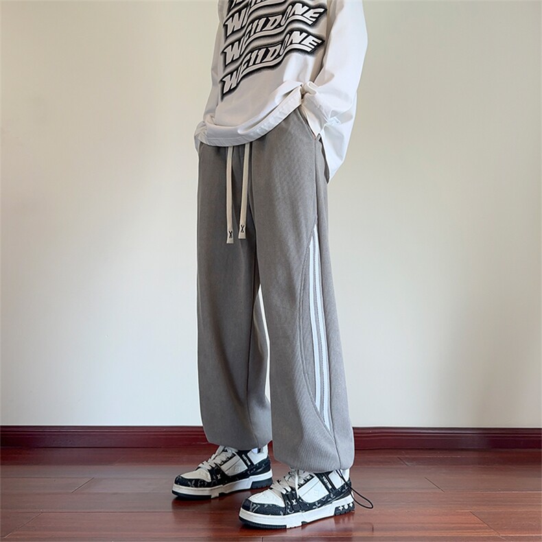青少年秋冬条纹休闲潮牌得物二开经运动裤子XZ301b-2-CK711P32,女装休闲裤,星座301B-2（原A443-1）