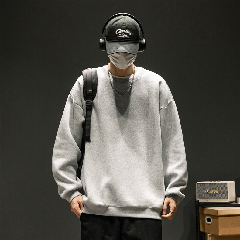 港风大码330克重磅华棉复合圆领纯色休闲卫衣-W4252-P30【特价】,男装卫衣,电商A007