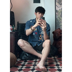 潮流原宿猫咪刺绣复古牛仔衬衫古着风日系新款百搭慵懒CY330，男装衬衫，星座1116A（原606A-3）