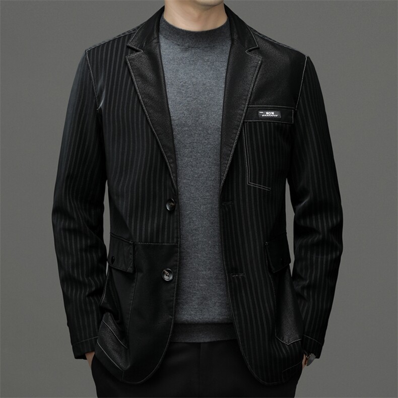 男士皮羽绒服冬季新款白鸭绒休闲商务上衣中年西装领加厚保暖外套，男装皮衣，电商B212（原钱塘6029）