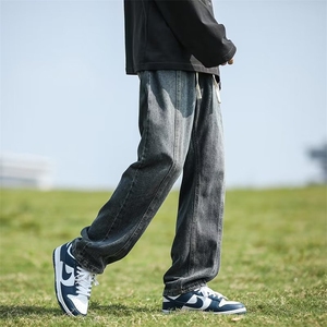 牛仔裤男女春秋季美式直筒宽松潮牌潮流复古水洗百搭休闲裤子图片