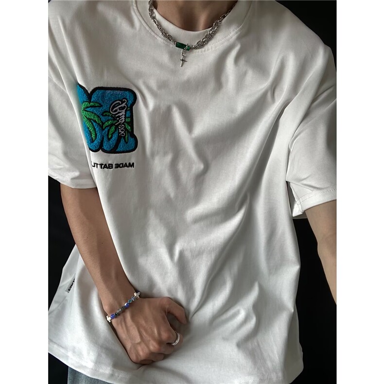 美式高街刺绣字母短袖t恤夏季情侣装男生潮牌潮流上衣STX206，男装T恤，星座208-5