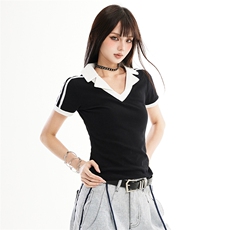 美式polo领短袖T恤女2026夏季新款休闲百搭修身显瘦上衣YD263-P35，男装T恤，星座509
