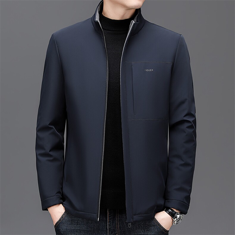 2023年新款冬季男士白鸭绒羽绒服立领保暖外套修身风衣大衣图片