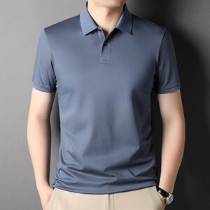 D77298钱塘2020-2夏季基础款男士纯色高端精品法令短袖T恤P50图片