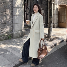 现货绿色双面呢大衣气质宽松2C212-G01-P325-K428，女装毛呢外套，2C212