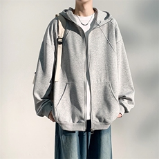 秋季现货纯色宽松二开开衫卫衣男DSA157B-W6998-P55，男装卫衣，电商A157B