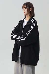 WY5019/P65春装新款高品质不起球织带设计开衫卫衣男潮宽松外套图片