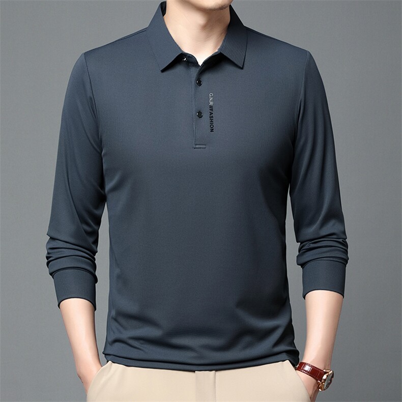 LB89021-8339男式秋季新款小华夫格字母长袖T恤男休闲男装翻领,男装T恤,电商B360