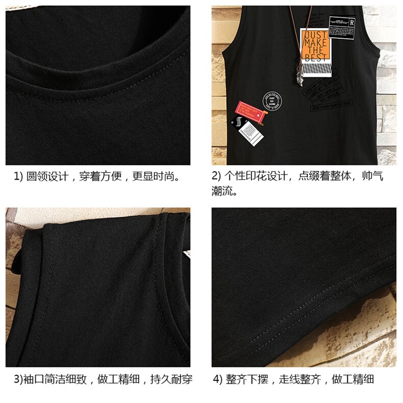 BX25121-P20港风运动汗背心男大码汗衫男无袖T恤男砖墙挂拍,男装T恤,电商A040A