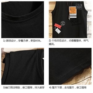 BX25121-P20 港风运动汗背心男大码汗衫男无袖T恤男 砖墙挂拍图片