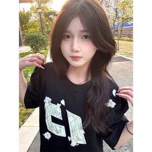 H0498-P35前后刺绣休闲宽松T恤潮ins图片