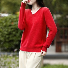 2025年秋季时尚百搭通勤简约休闲V领套头，女装羊毛衫，鑫源羊绒