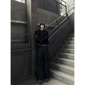 蛇瞳脊骨短款外套男款春秋蛇纹拼接铆钉刺绣翻领夹克LB9899-P125图片