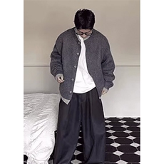 春季新款韩版洋气纯色针织开衫花边领外套毛衣百搭休闲上衣MD040，男装针织衫/毛衣，星座1116A（原606A-3）