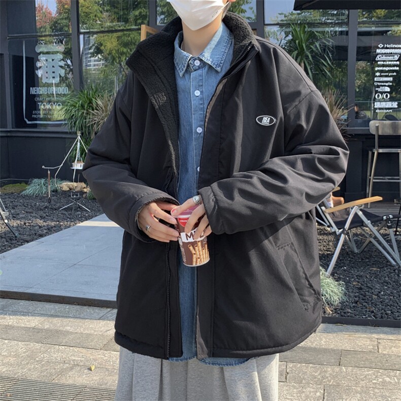2021新款双面穿羊羔衣潮流外套秋季青年学生上衣服W1986-P70,男装棉衣,星座512-4