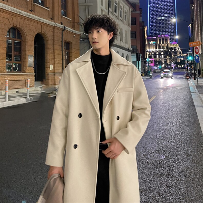 秋冬美式高街毛呢大衣男潮百搭风衣外套宽松MN9571/P100加棉P110，男装风衣，电商B316