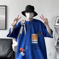 HT73121-P22华夫格t恤男短袖男大码五分袖大皂风，男装T恤，电商A040