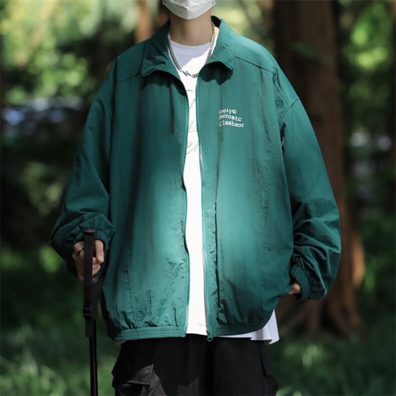 高品质秋款男立领夹克拉链字母印花复合皱休闲外套JK012P55,男装夹克,星座1013-1