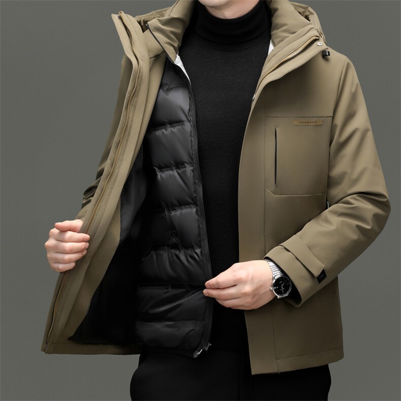 男装羽绒服YR8807新品主推90鹅绒 ！牛奶丝脱卸鹅绒内胆活帽图片