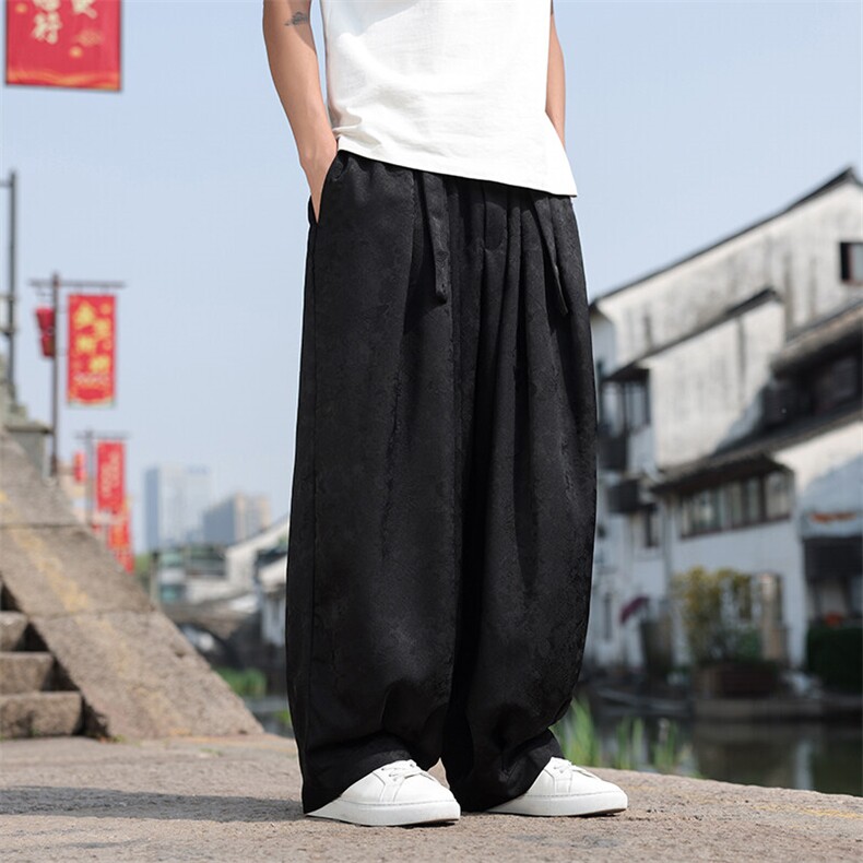 2025春夏新款风提花休闲裤男士宽松大码阔腿哈伦裤K2509-P75图片