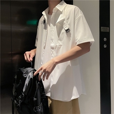工装潮牌2022夏季休闲时尚短袖衣服痞帅搭配男款W2967-P33，男装衬衫，星座512-2