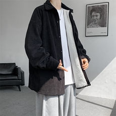 8XL-M加绒灯芯绒衬衫大码复古秋冬翻领上衣外套CS9001/P58加绒68，男装衬衫，电商B238