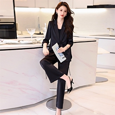 新中式西装套装女夏2024新款薄款高级感轻薄御姐正装职业两件套，女装套装/套裙，卡杰菲